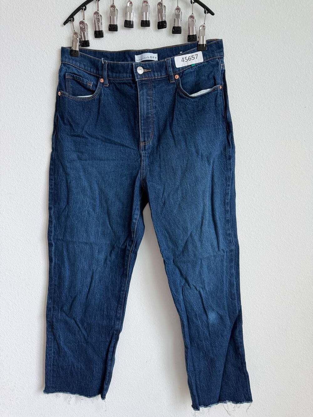 LOFT Dark Wash Denim Jeans Raw Hem Size 30